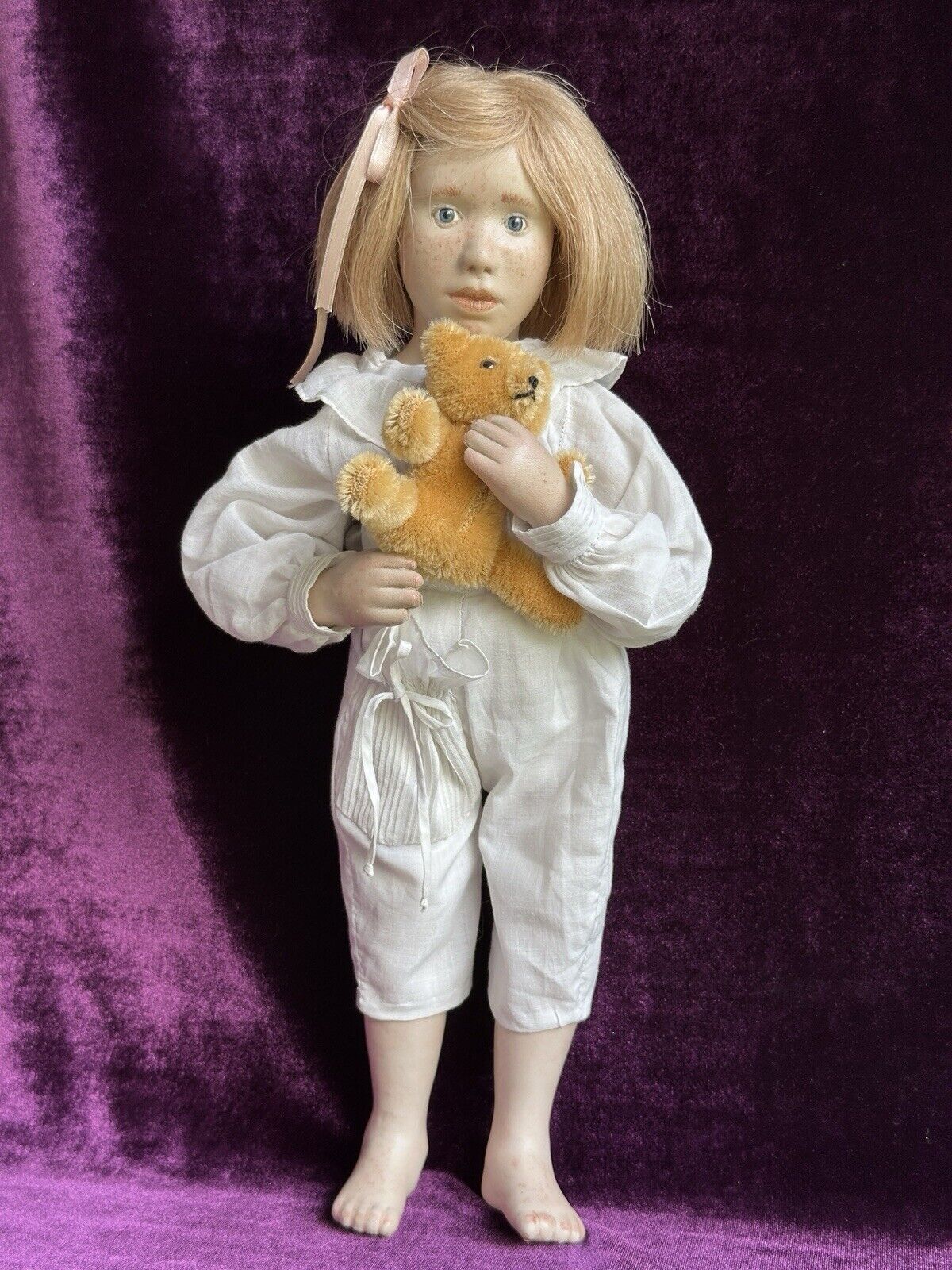 Very Rare OOAK 15.5” French Artist Malou Ancelin Leather Handmade Signed Doll