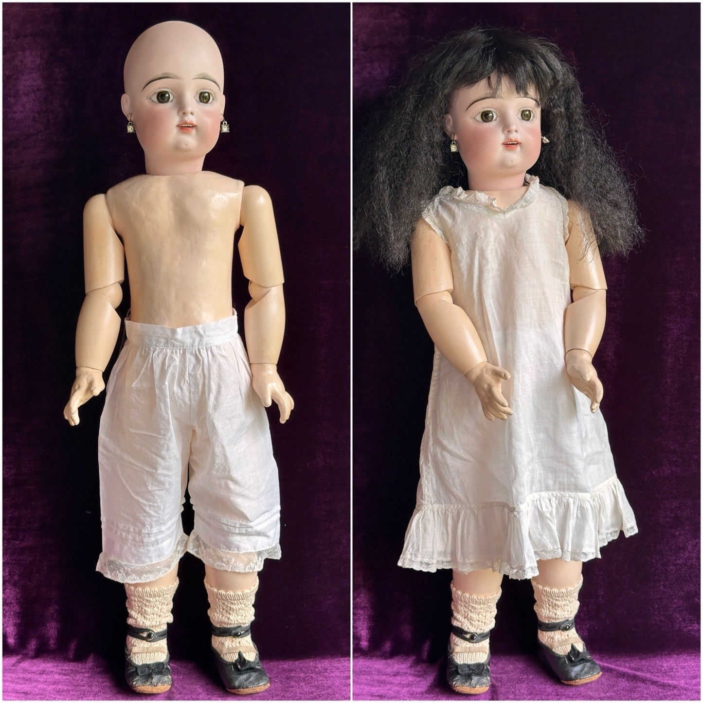 Large Antique French 29” Francis Gaultier Scroll Mark Bisque Head Bebe Doll