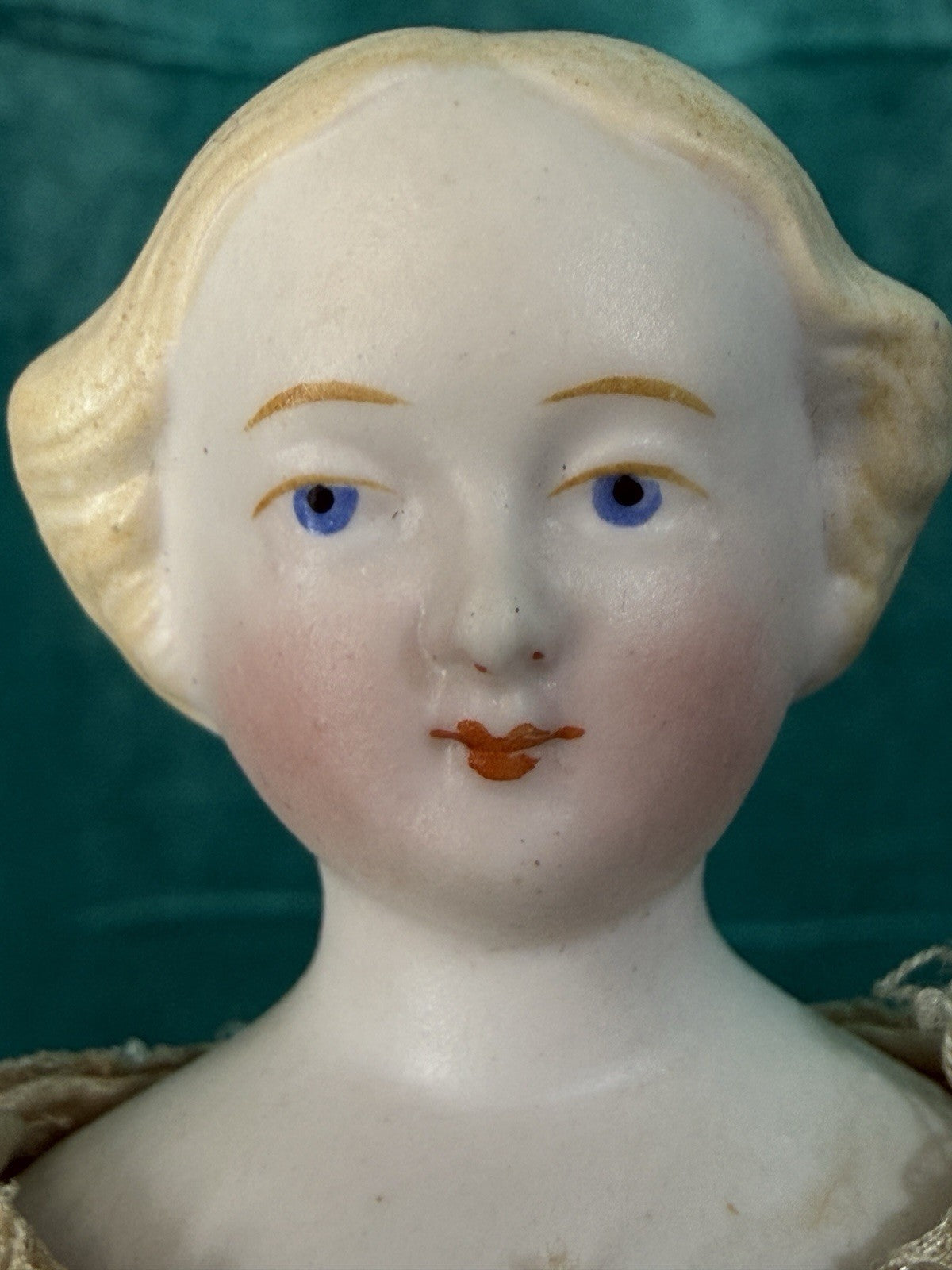 Antique German 8.25” Bisque Cloth Miniature Dollhouse Parian China Doll