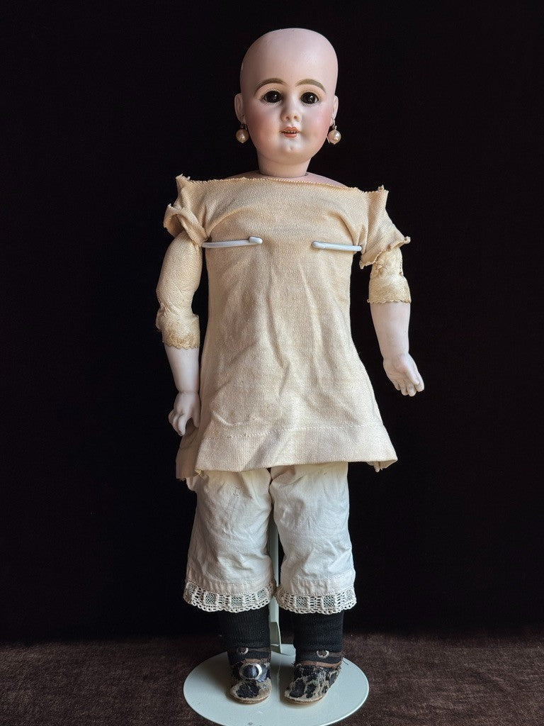 Rare Antique German 21” Simon Halbig 759 Bisque Socket Head Leather Body Doll