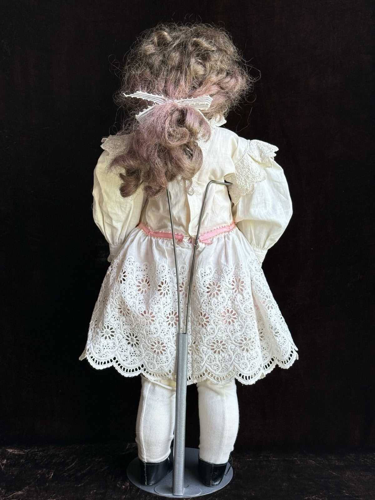 Antique German 23” Armand Marseille 370 Bisque Shoulder Head Leather Body Doll