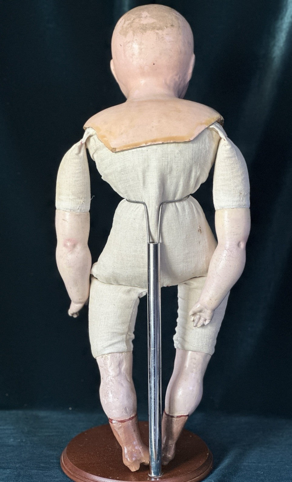 Antique German (?) Paper Mache 24” Doll with Glass Eyes