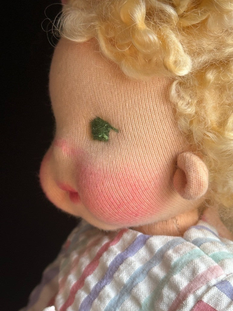 OOAK 14.5" British (?) Artist Judy’s Dolls Waldorf Style Cloth Doll with Tag