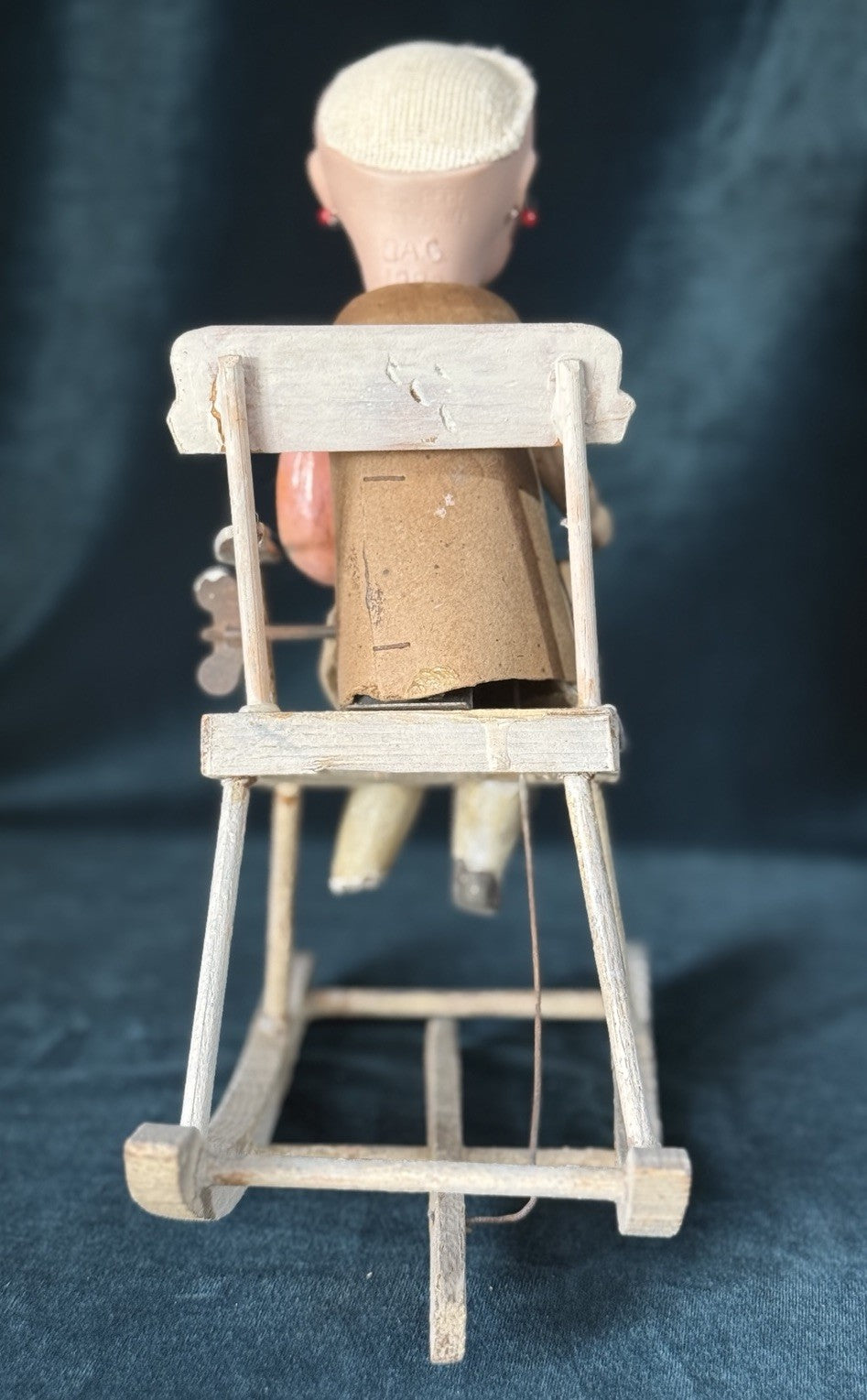 Reproduction of Antique French Paris Bebe 10” Doll Mechanical Rocker Chair