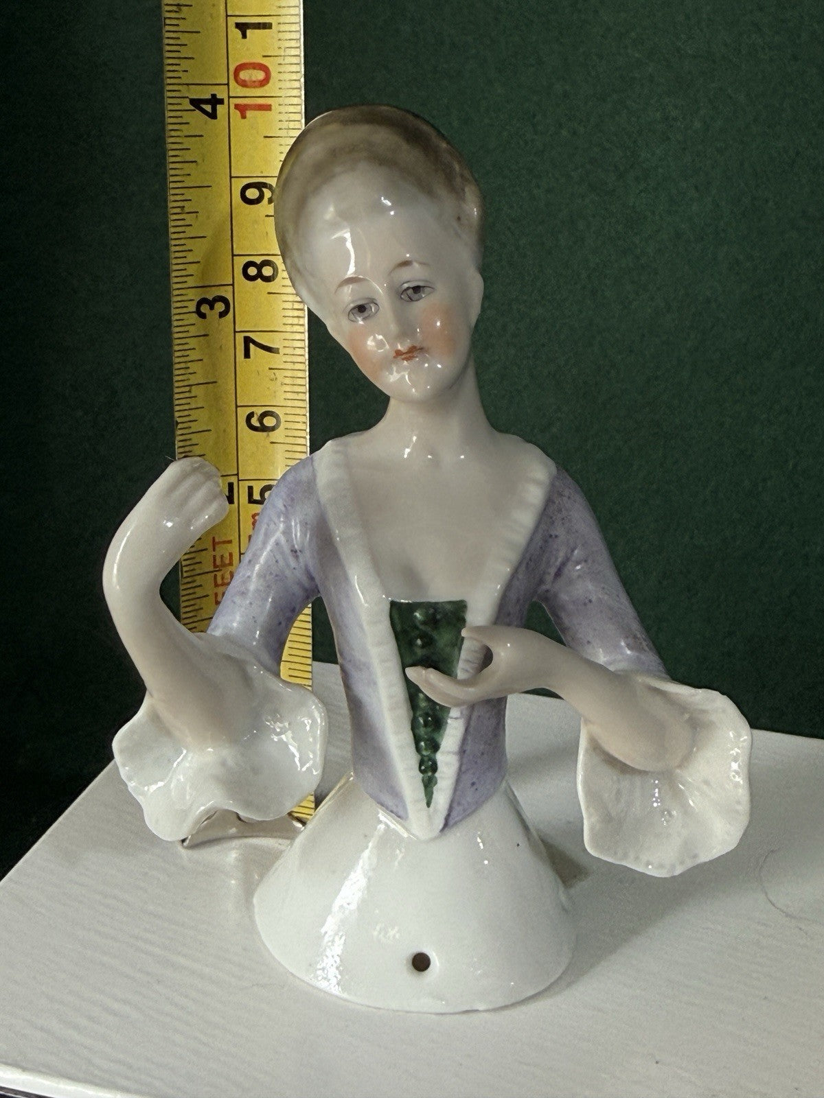 Antique German Porcelain Volkstedt Rudolstadt 3 3/4” Half Doll Pin Cushion