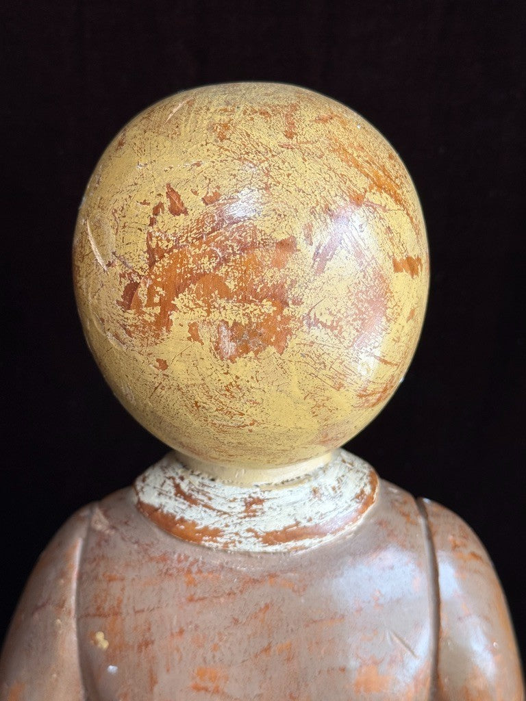 Vintage European 18” Folk Art Wood Carved Figurine of Boy Doll