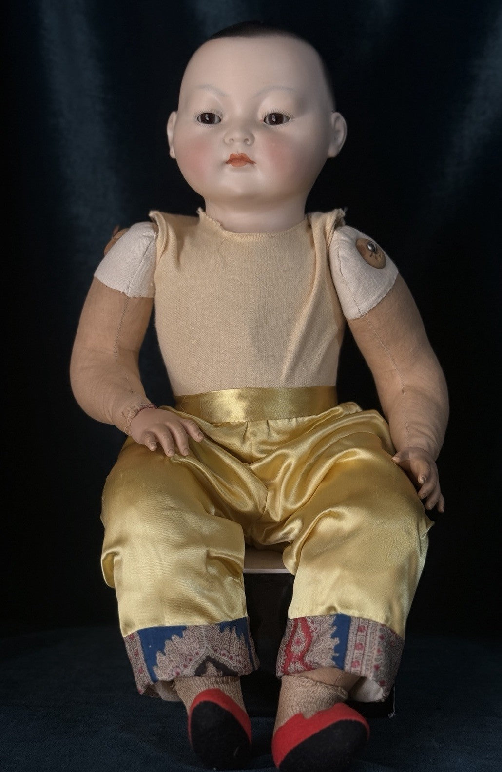 Rare Large 20” German Bisque Portrait of Asian Child by Theodor Recknagel