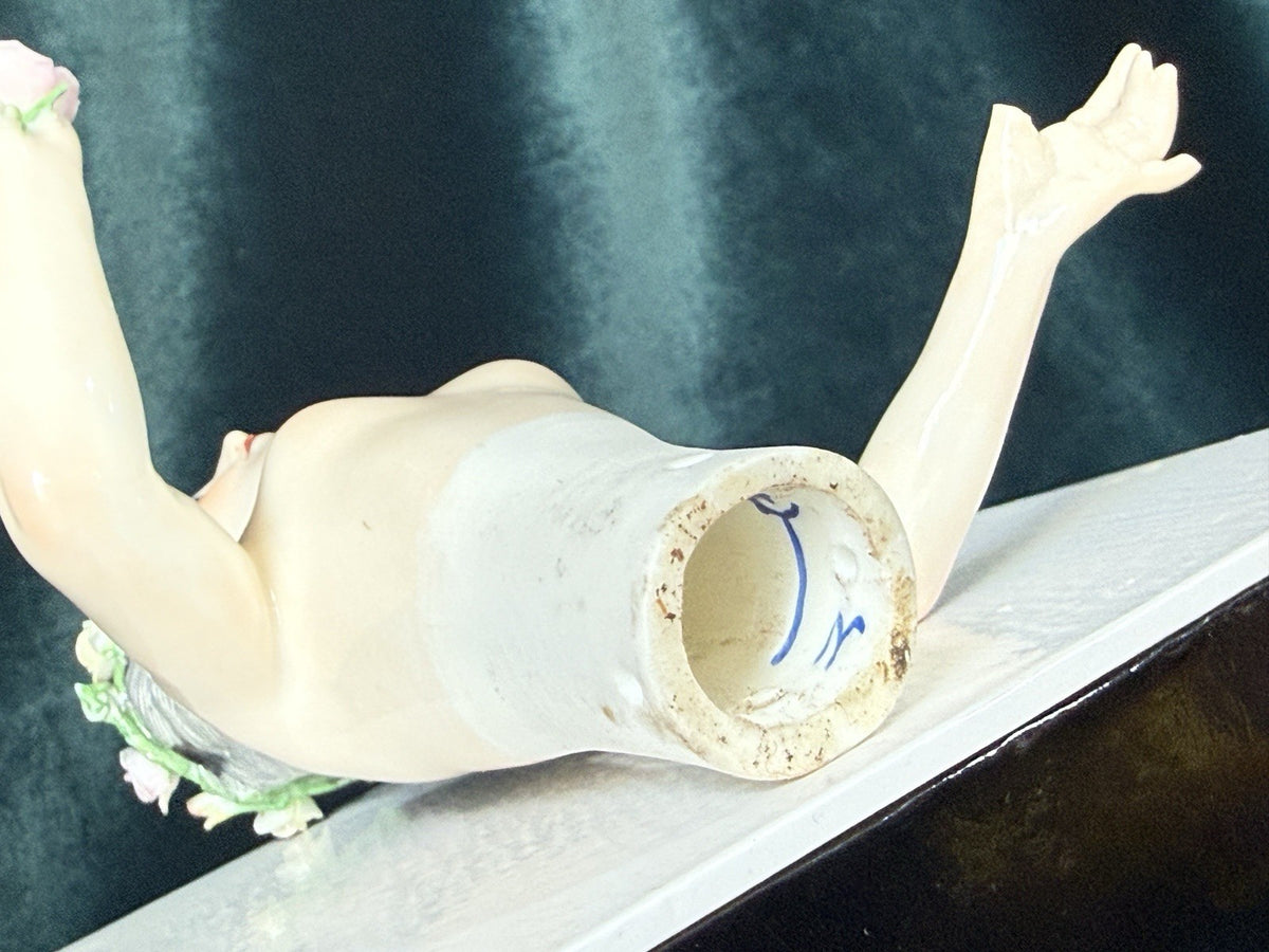 Rare Antique German Dressel & Kister 4 3/4” Half Doll Pin Cushion - Damaged
