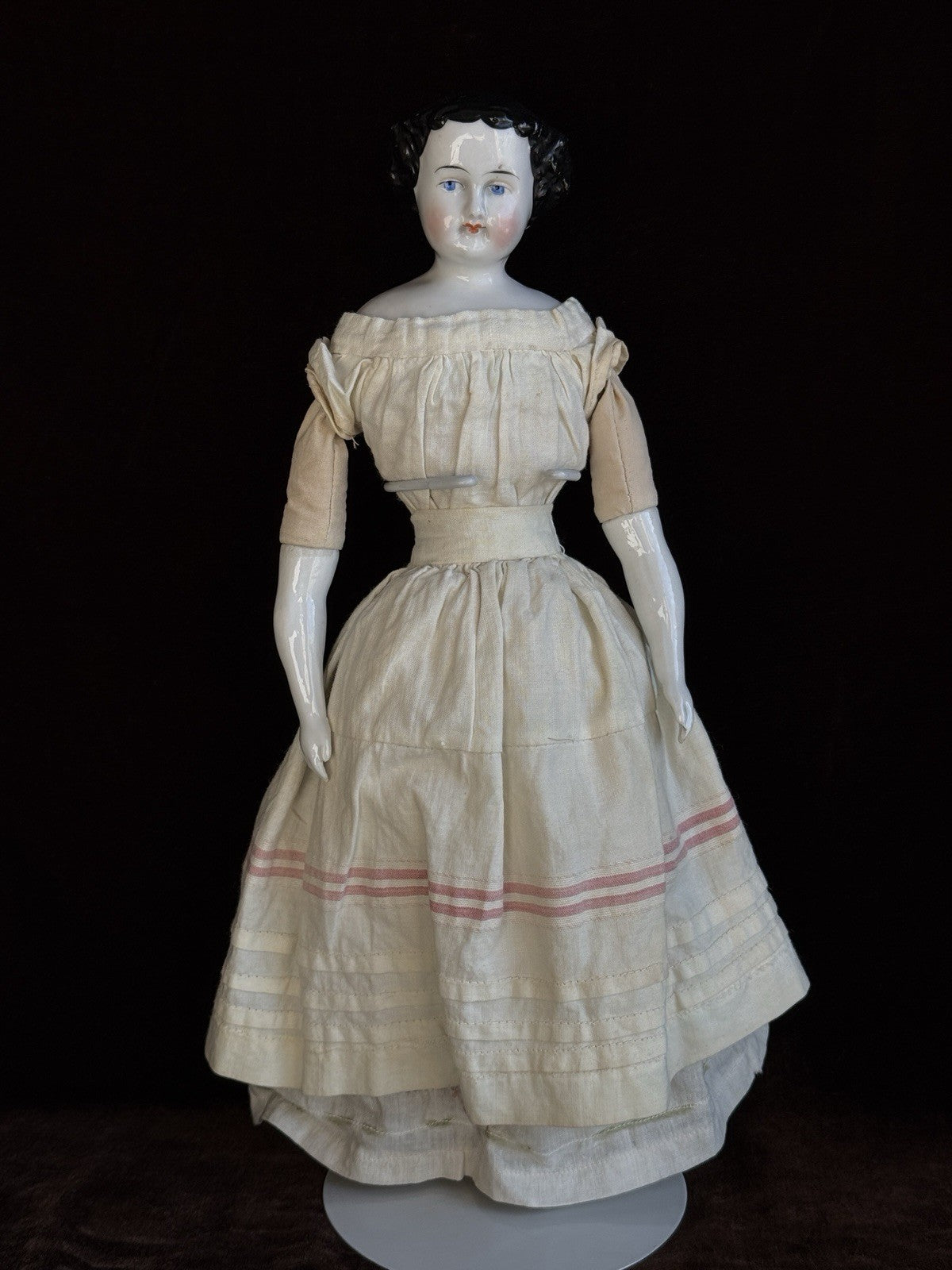 Antique German 13” Flat Top Highbrow China Shoulder Head Doll