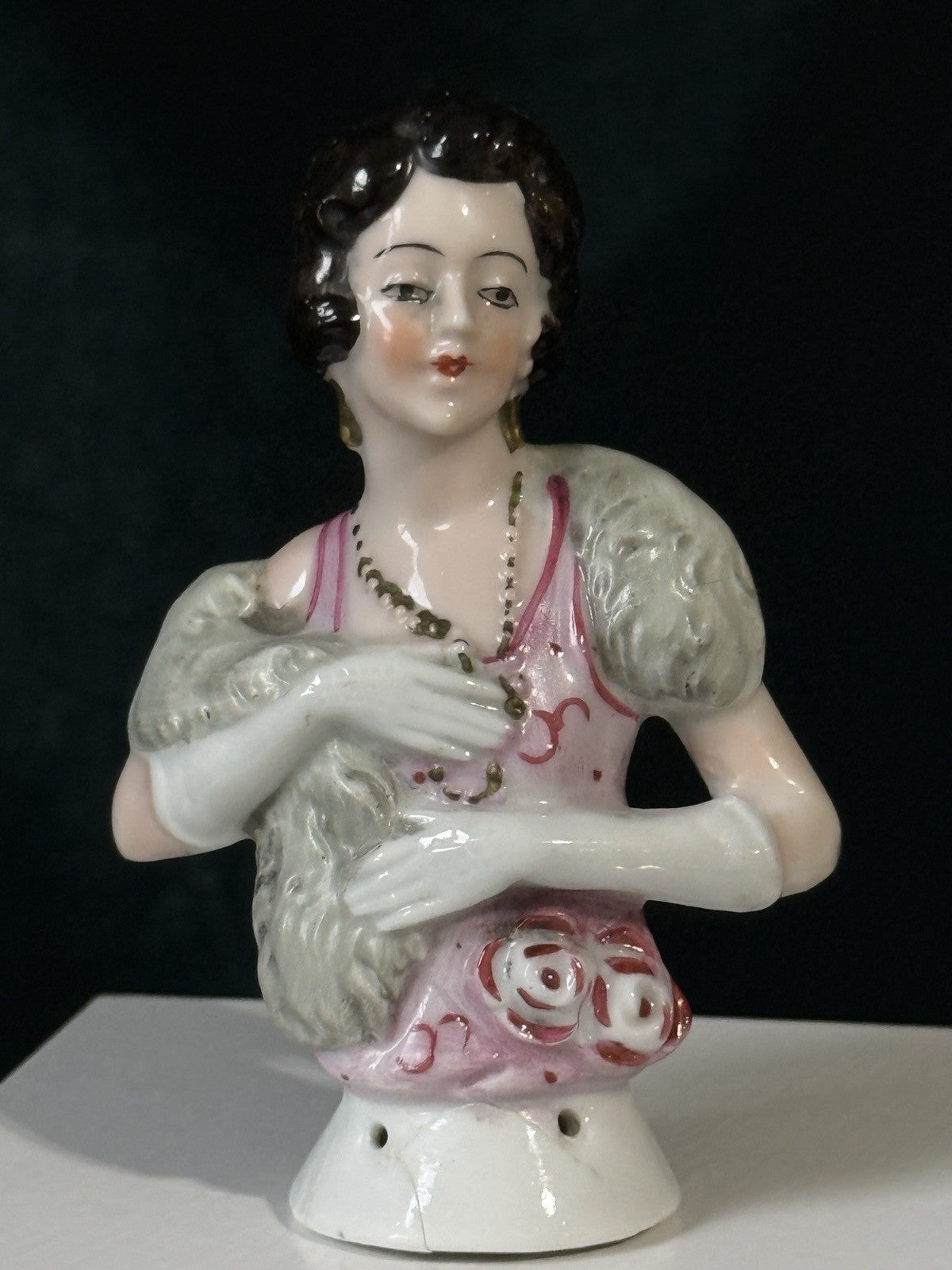 Lot Of 2 German Art Deco Flapper Pin Cushion 3 1/2”” Half Dolls Arms Attached