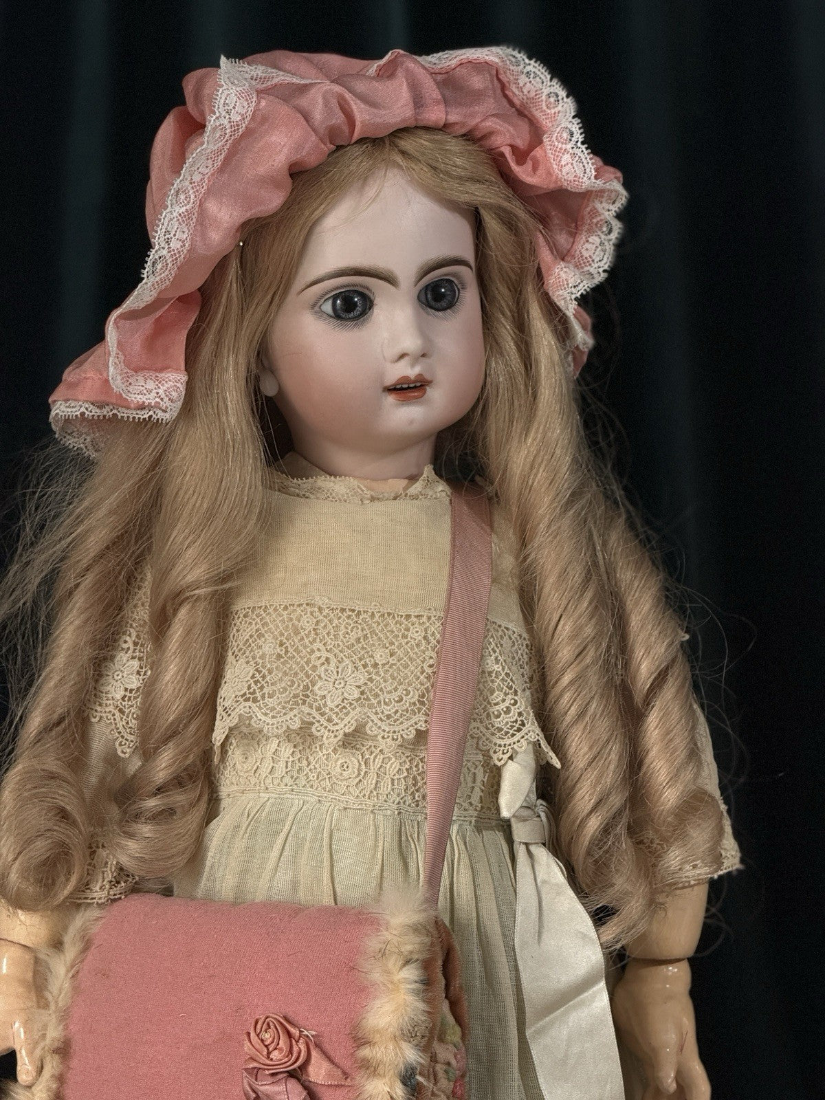 Antique French JUMEAU 23” Bisque Head Doll Size 9