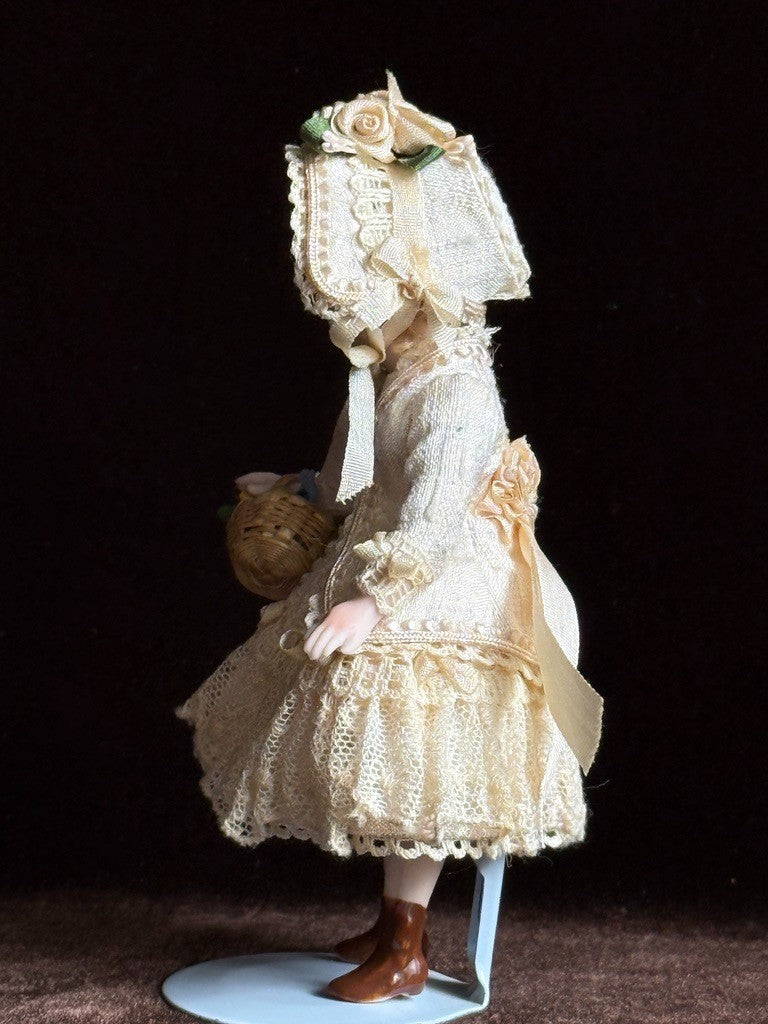 Miniature Artist 4” Porcelain Victorian Dollhouse Girl Doll