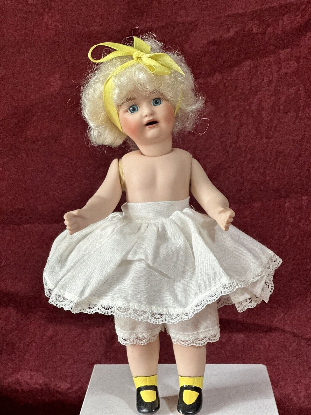 Collectible Reproduction of Antique Mignonette Porcelain 7 1/2” Doll