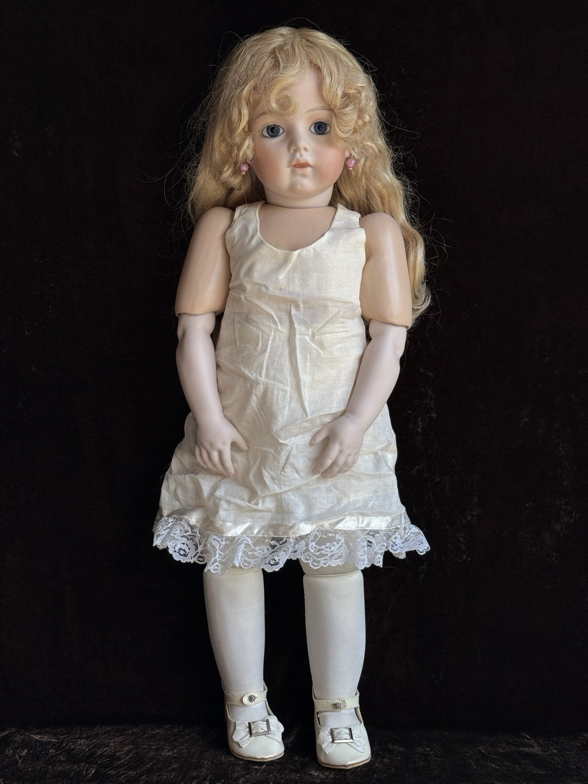 Vintage Large Porcelain Compo 27” Reproduction of Antique French Bru Jne Doll