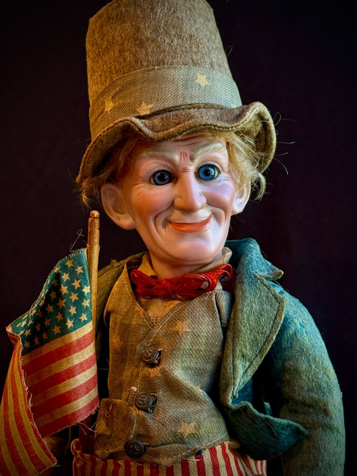 Very Rare 13.5” Antique German Cuno Otto Dressel Uncle Sam Character Bisque Doll