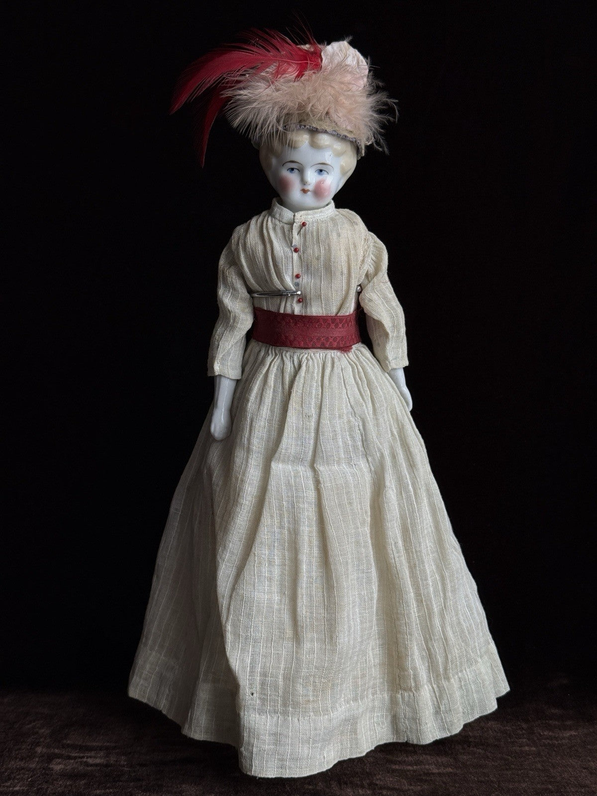 Antique German 14” Lowbrow China Shoulder Head Doll