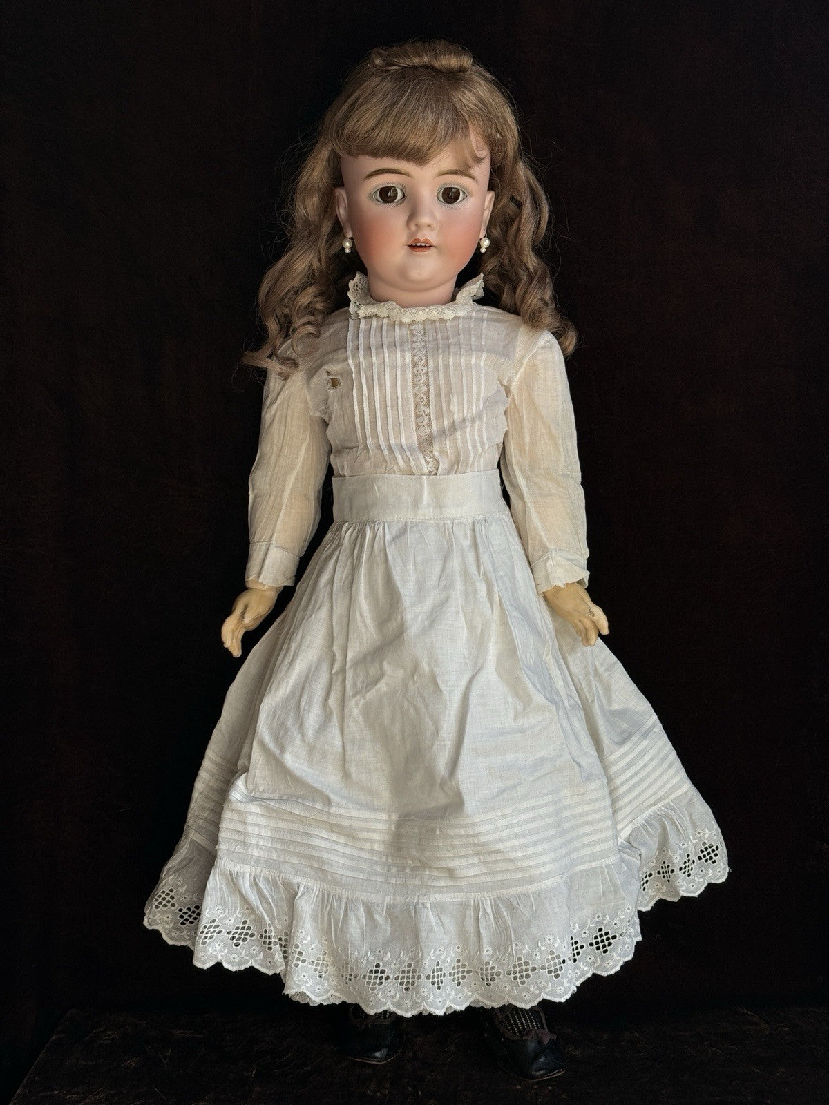 Large Antique German 30” Walkure Doll Bisque Head Composition Body