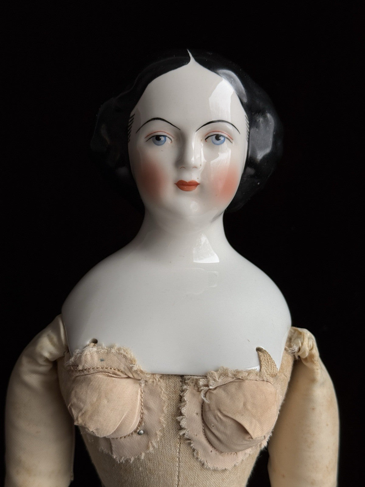 Vintage 18.5” Repro of Antique German Jenny Lind China Head Doll by Emma Clear