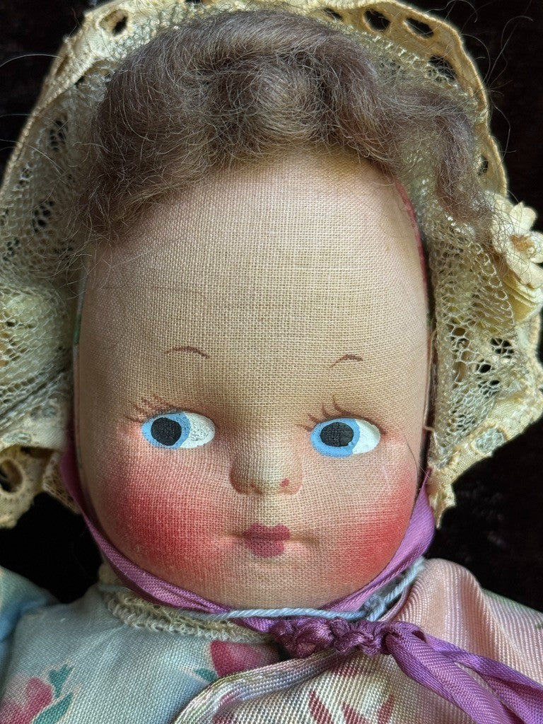 Lot of 3 Collectible Vintage European Cloth Face Mask Dolls