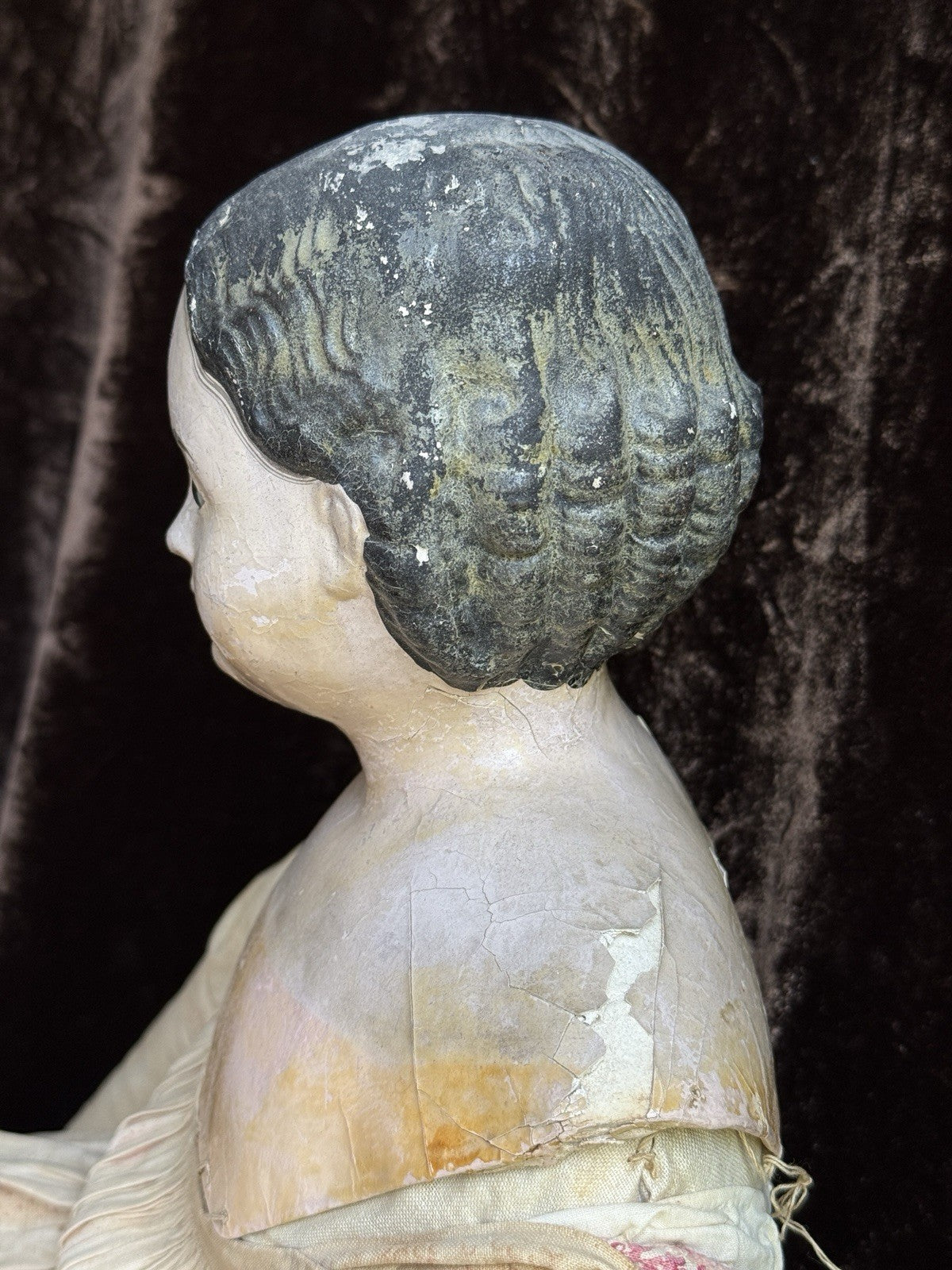 Large Antique American/German 25.5” Greiner Style Papier Mache Glass Eyes Doll