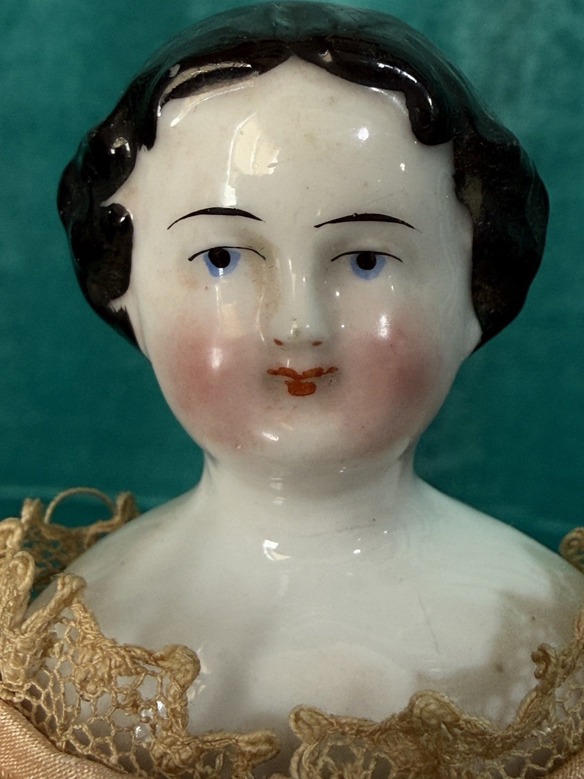 Antique German 8” Bisque Cloth Miniature Dollhouse China Doll