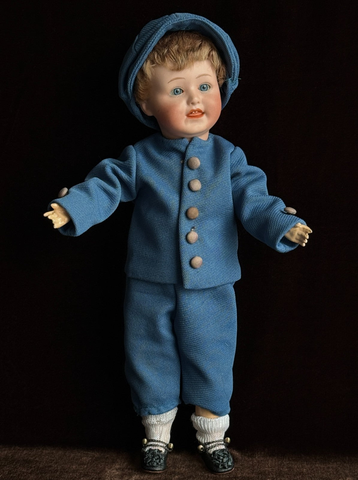 Antique German 12” Gebruder Heubach 8413 Bisque Head Character Boy Doll