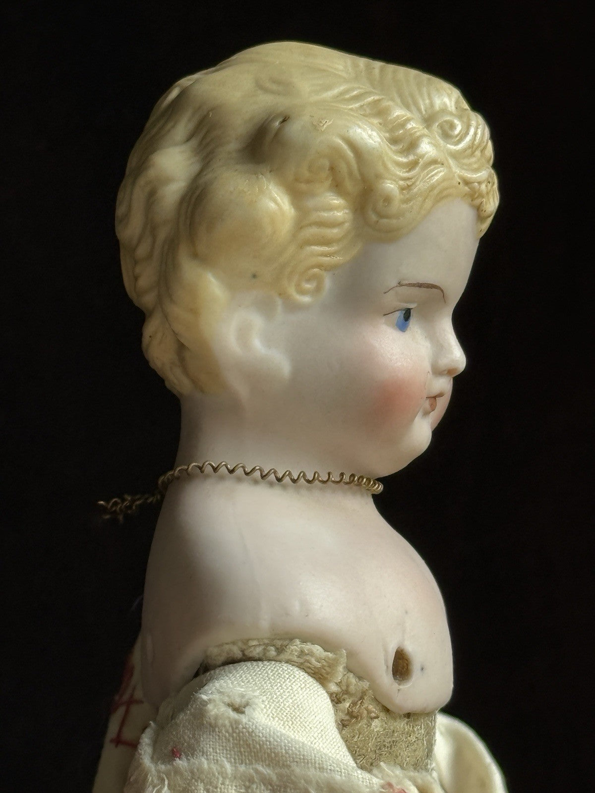Antique German 10.5” Parian Bisque Head China Doll