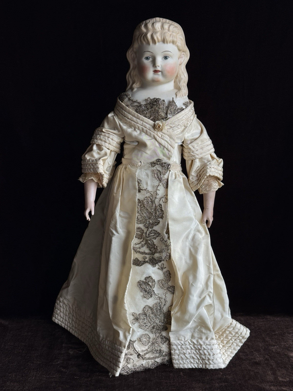 Vintage 19” Reproduction of Antique ABG Spill Curl Parian Doll with Antique Body