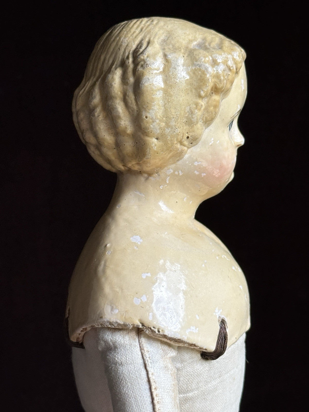 Antique German 14” Müller & Strassburger Papier Mache Doll Original Label