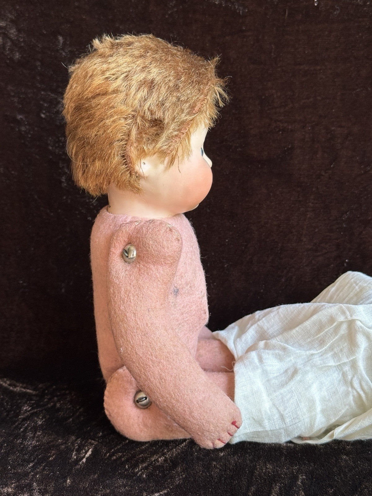 Rare Antique Hug Me Kiddie Style Felt Composition Googly Mechanical Eyes Doll