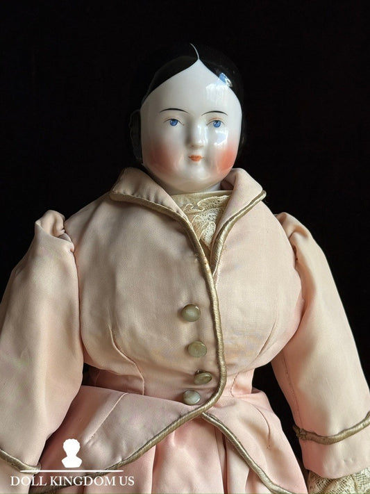 Antique German 20” Covered Wagon China Head Doll