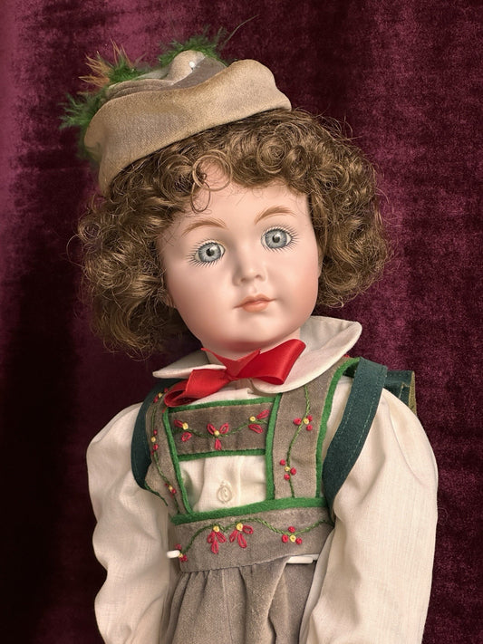 Vintage 18” Porcelain Composition Reproduction of Antique Simon Halbig Boy Doll