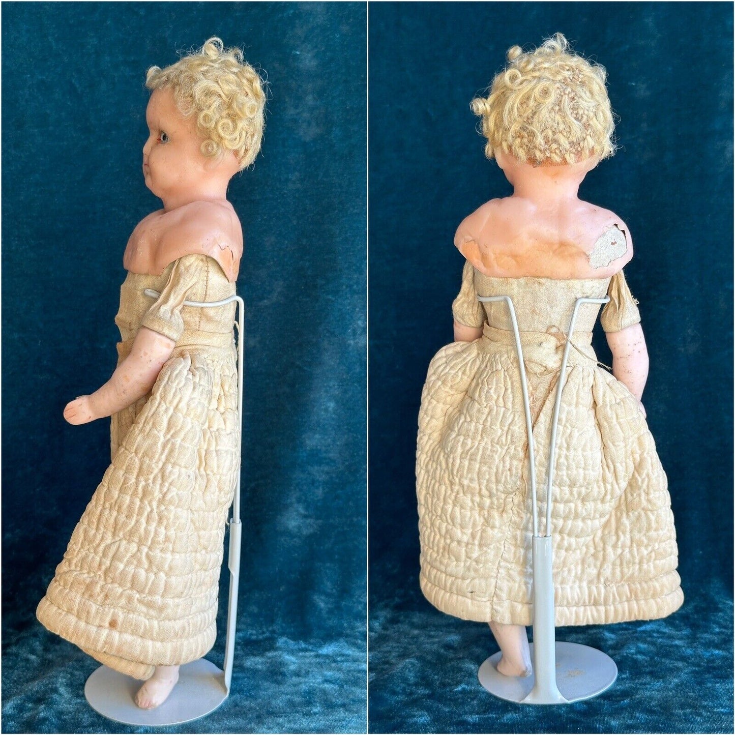 Antique German 12.5” Kestner (?) Wax Papier Mache Composition Child Doll