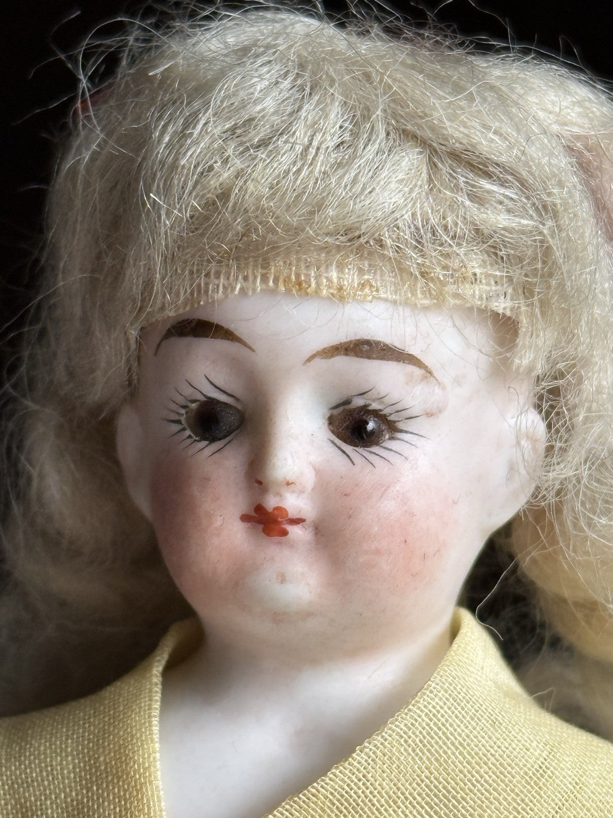 Antique German 5” All Bisque Mignonette Dollhouse Doll