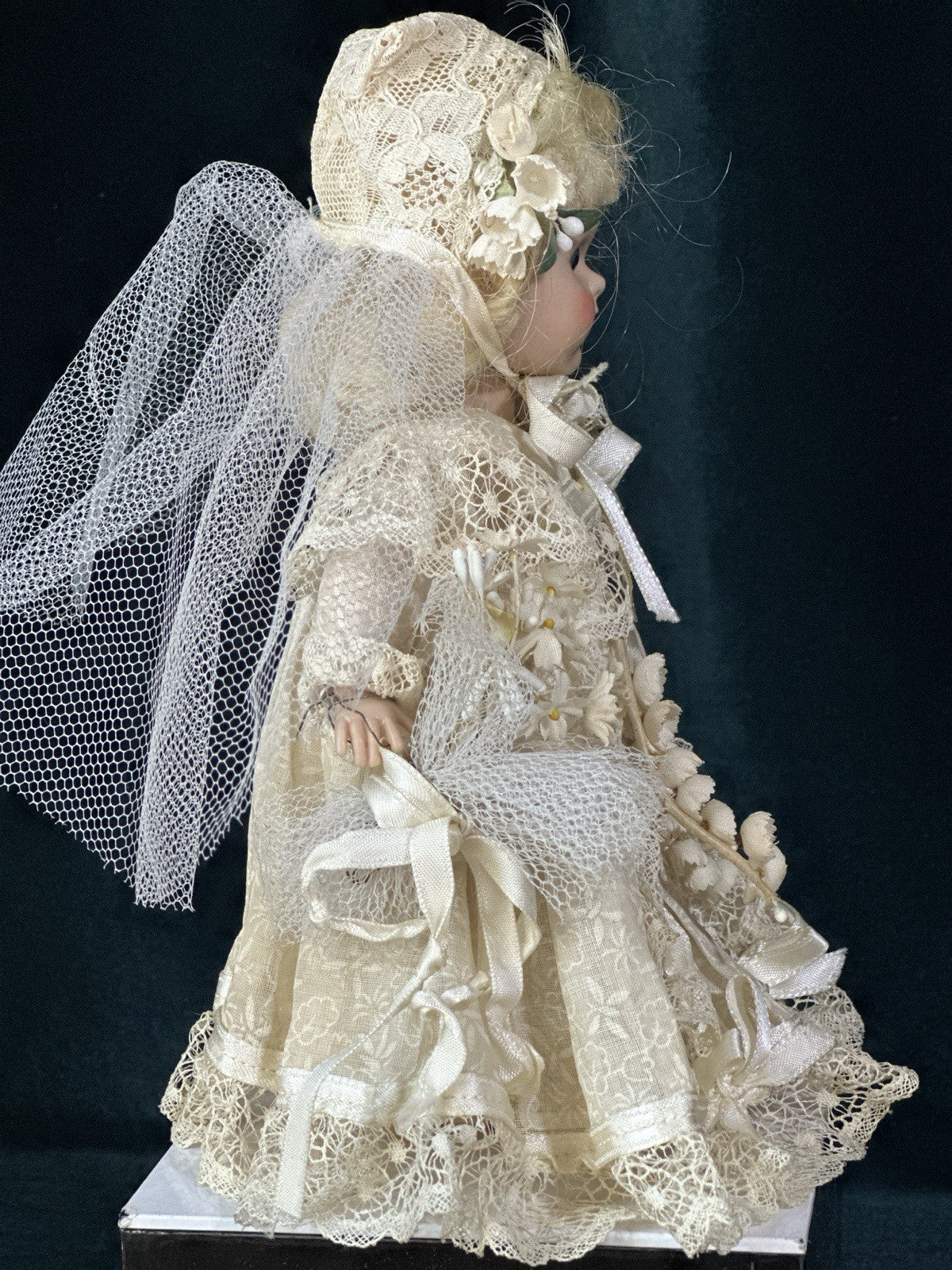 Vintage 1950’s Vogue Hard Plastic SLW Strung Ginny Doll Original Bride Outfit