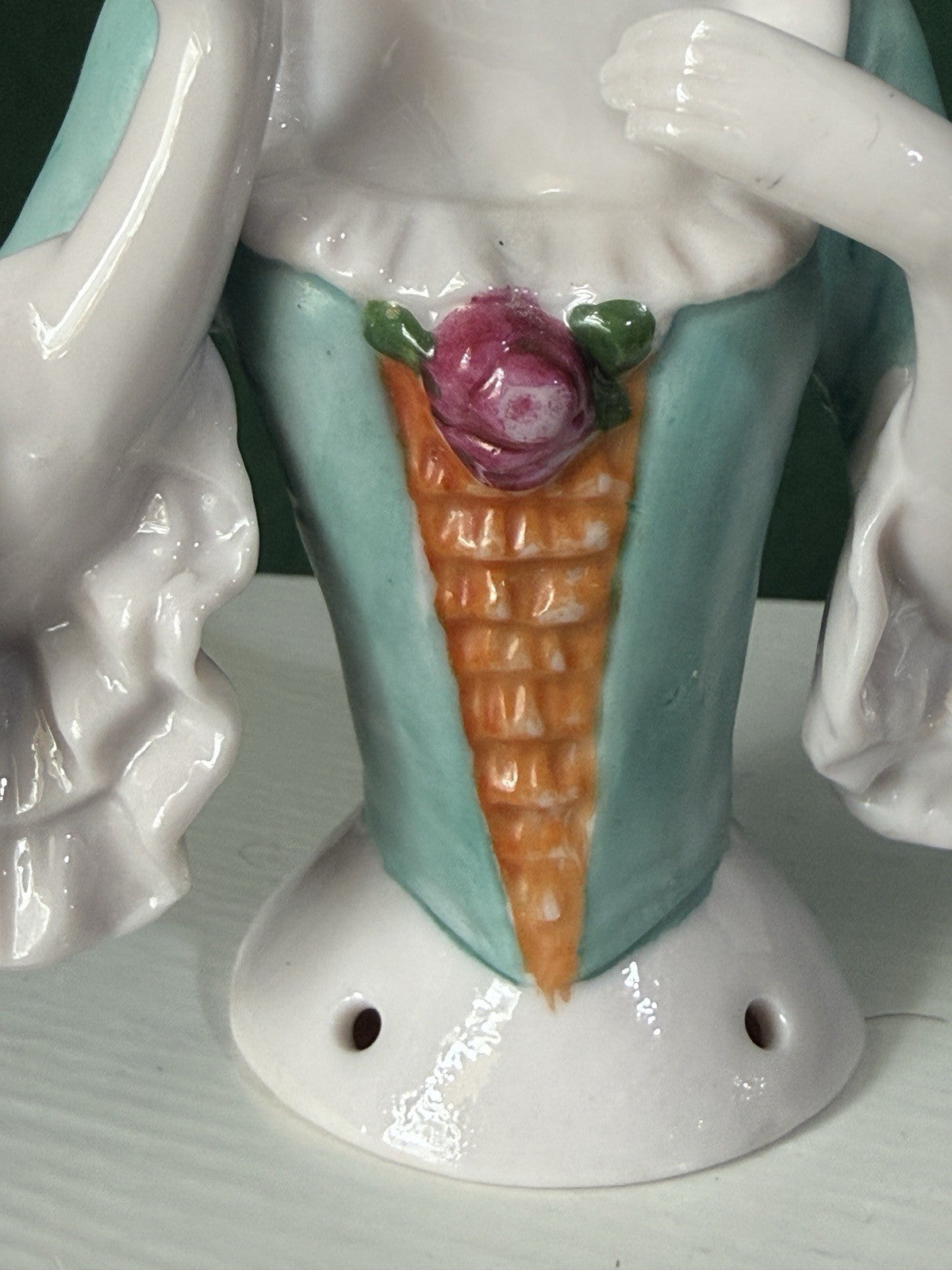 Porcelain German 13681 Half Doll 4.5” Figurine Arms Away