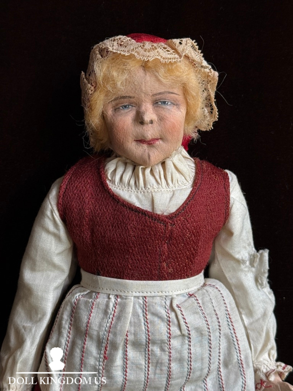 Unidentified Vintage 11.5" Oil Painted Cloth Character Doll