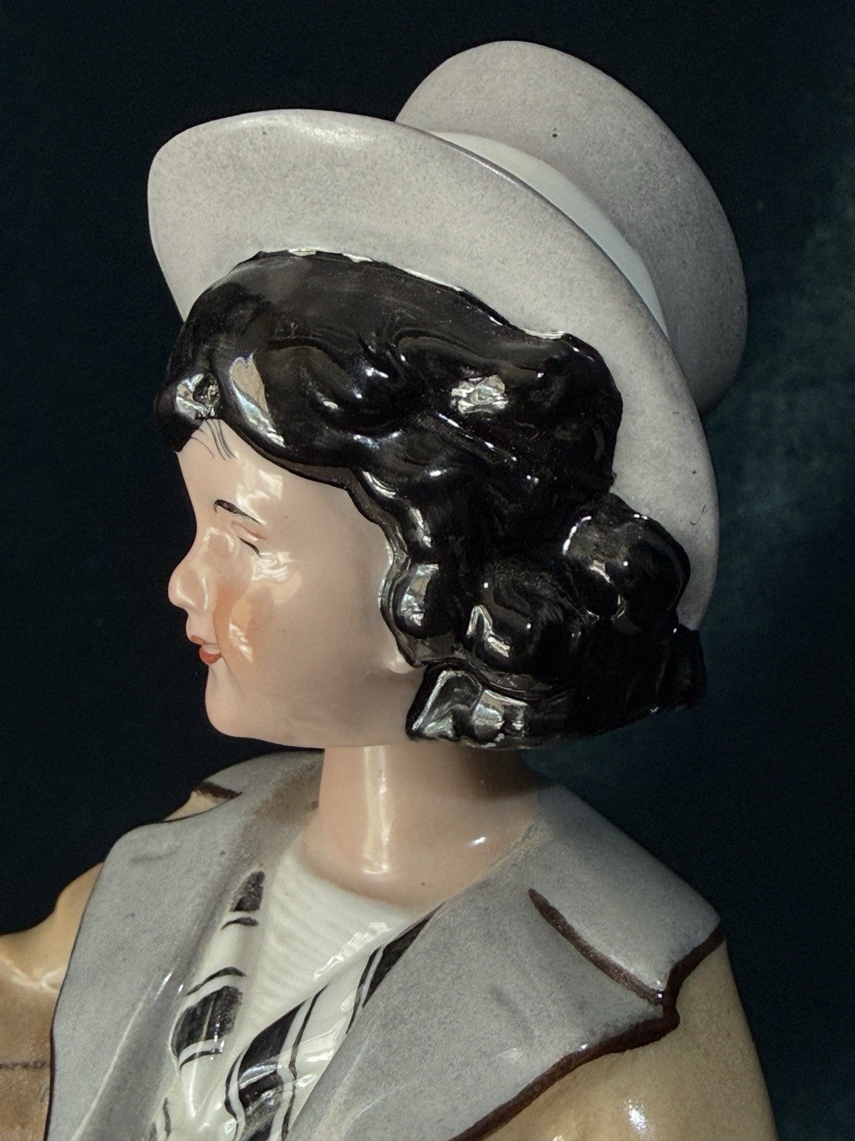 Lot Of 2 Antique Porcelain 8.5” Boy/Girl Nodder Figurines by Albert Stahl