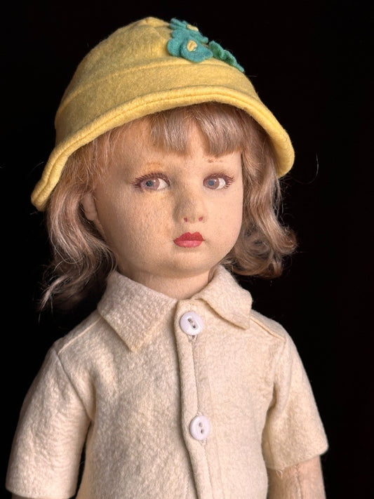 Vintage Italian 17” Lenci Mariuccia Face Felt Cloth Character Girl Doll