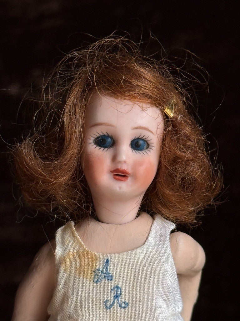 Miniature 4.5" Porcelain Composition Reproduction Antique French Dollhouse Doll