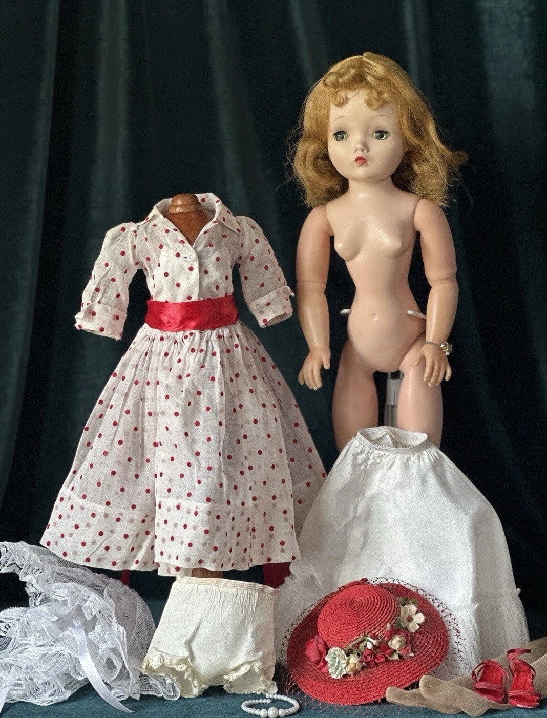 Vintage 1950’s Madame Alexander 20” Cissy Hard Plastic Doll Tagged Dress