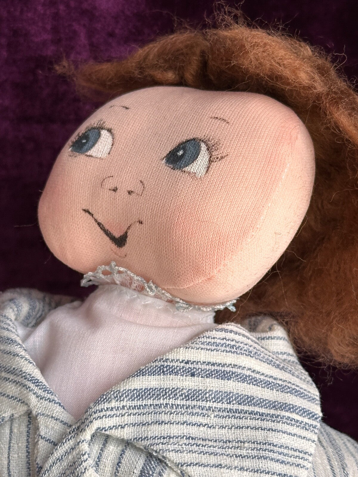 Lot of 2 Vintage Handmade Cloth Felt Dolls