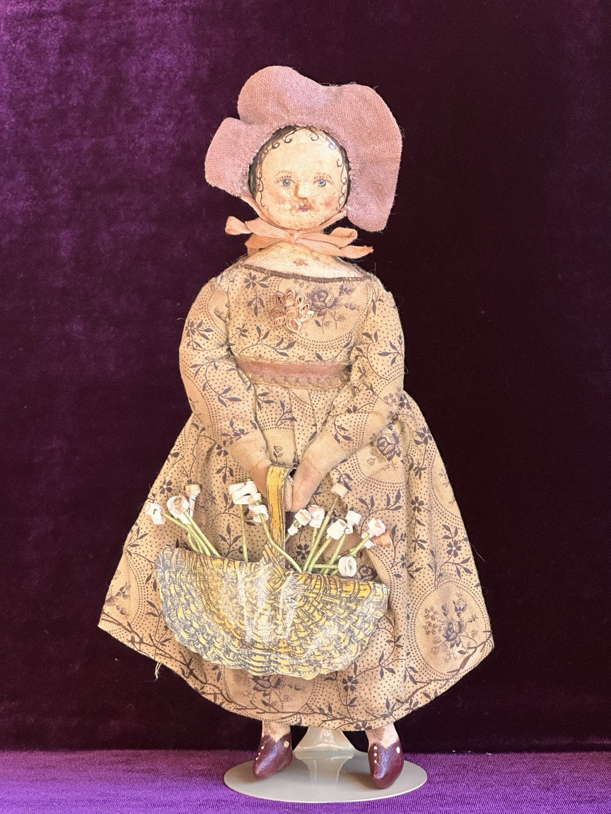 Vintage 9.5” Cloth Artist Reproduction of Antique Victorian Doll