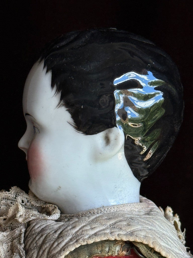 Rare Antique German 21” Male Style Short Hair China Shoulder Head Doll