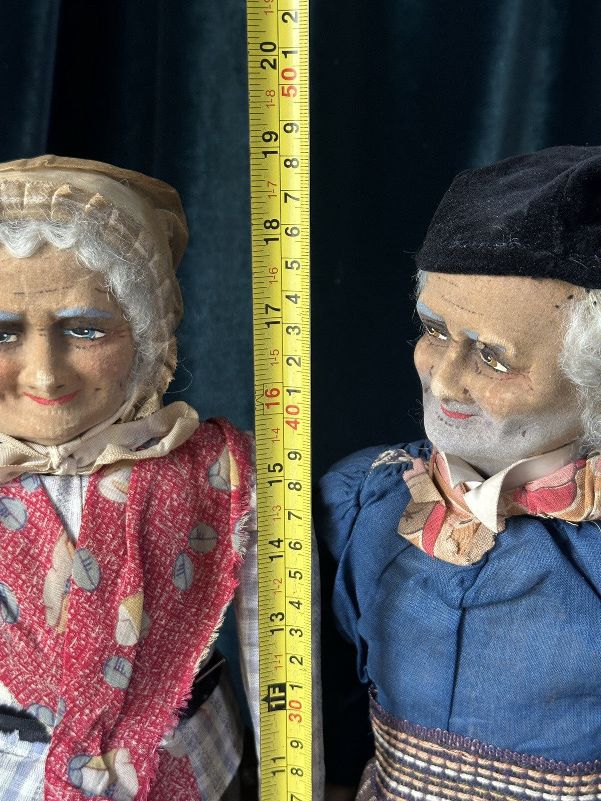 Lot Of 2 Large Antique 1940’s (?) French  Ravca Cloth  19” Dolls
