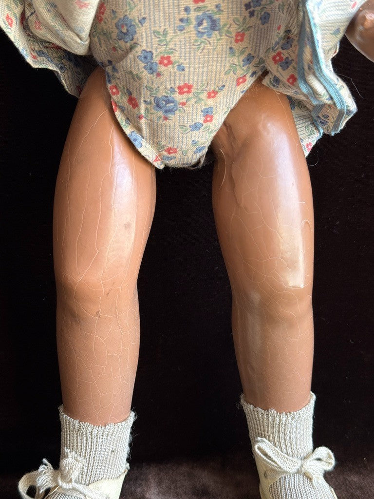 Rare Vintage American 18" Lu Jon Composition Dark Complexion Doll with Tag