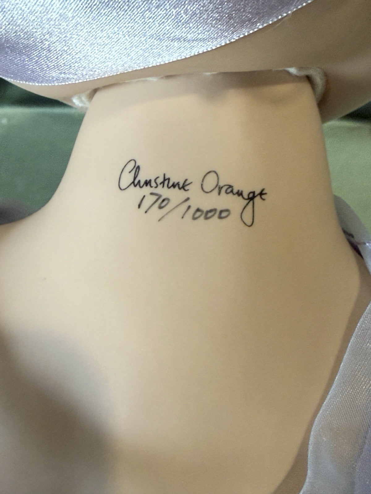Collectible Porcelain 33” Doll “Susannah” by Christine Orange Tag