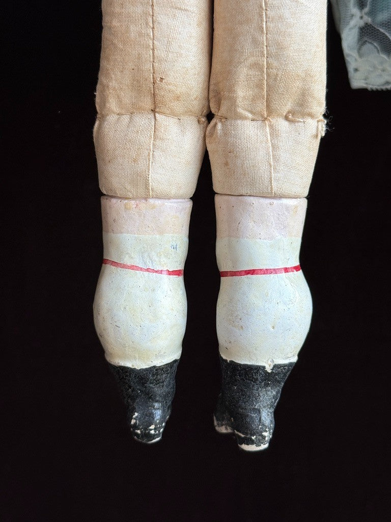 Antique German 16” Wax over Papier Mache Shoulder Head Cloth Body Fashion Doll