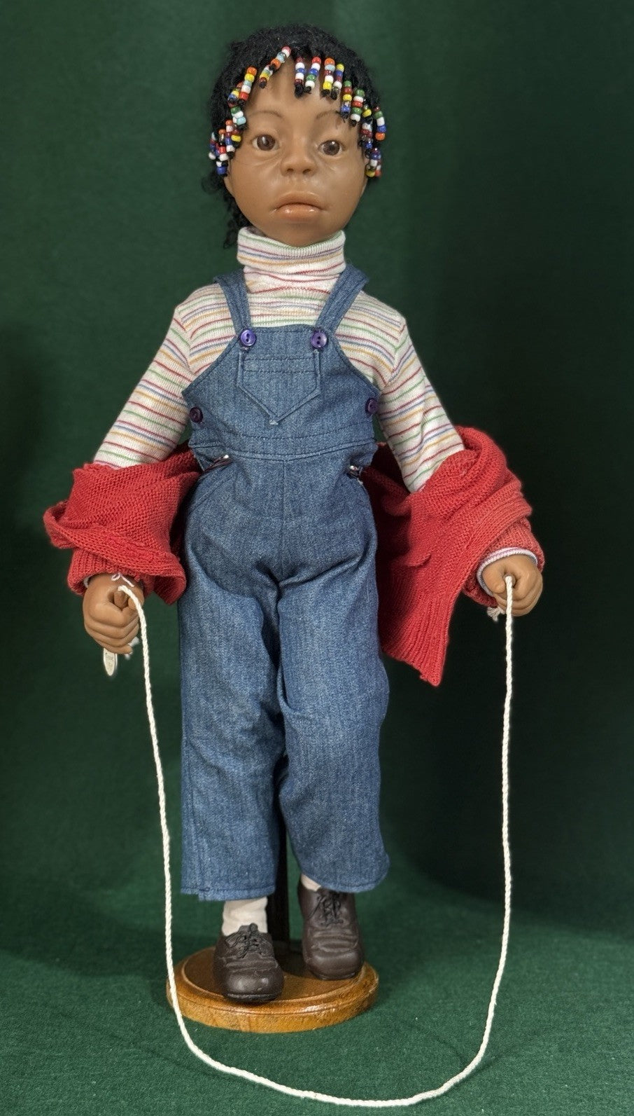 OOAK (?) Artist Carol Trobe Handmade Mixed Media 19” Doll “Cild With Jump Rope”