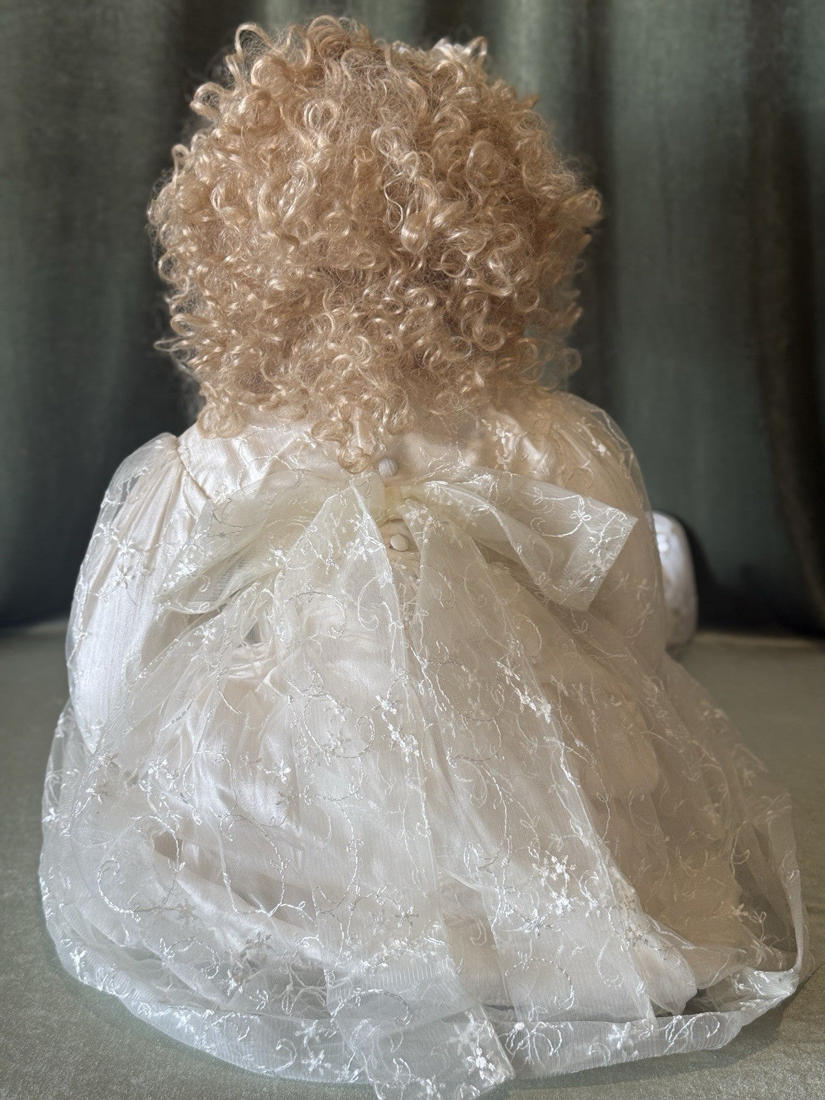 Lifelike 37” Collectible Porcelain Doll “Hilary” (?) by Christine Orange Box
